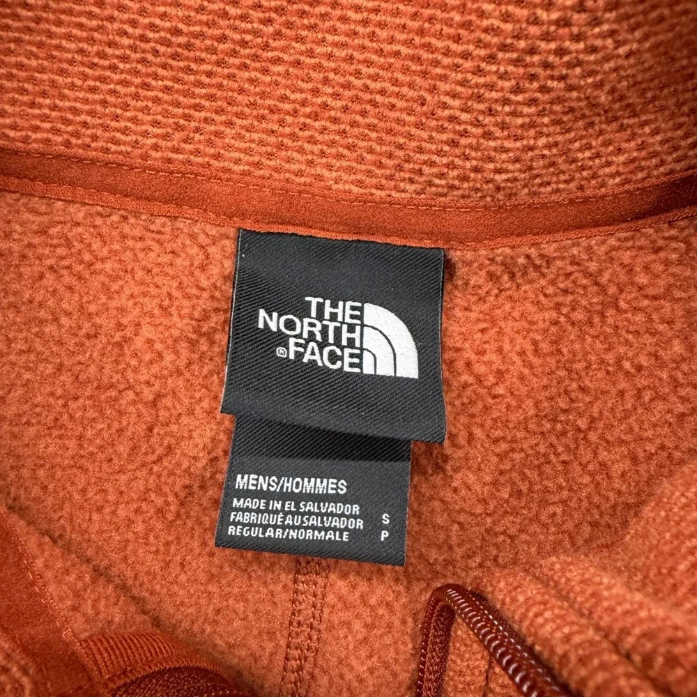 The North Face Mens‎ Small Burnt Orange Waffle Knit Quarter Zip Fleece Pullover